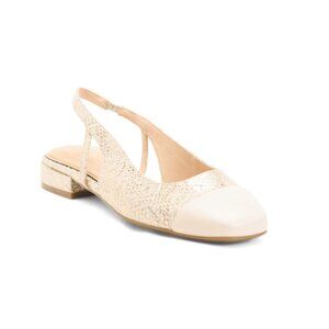 ROCKPORT Gold Leather Sagey Slip On Slingback Comfort Dress Flats